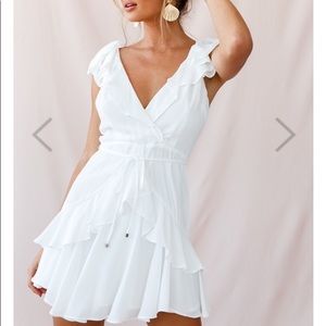 Selfie Leslie White Ruffle Dress